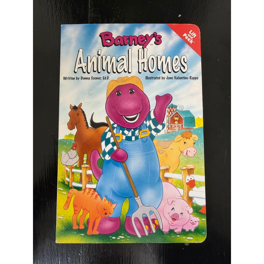 Barney's Animal Homes Lift and Peek Board Book 1998 Donna Cooner‎ Lyrick Vintage